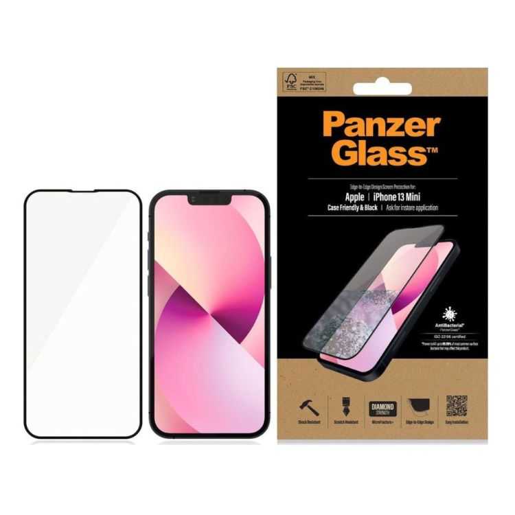 BLACK FRAME SCREEN PROTECTION IPHONE 13 MINI CASE FRIENDLY & BLACK