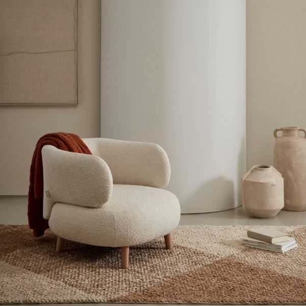 FAUTEUIL LUISA BOUCLETTE PIEDS EN HETRE