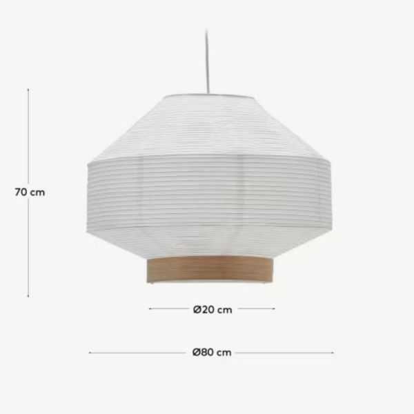 ABAT-JOUR POUR PLAFONNIER HILA 80 CM PAPIER BLANC PLACAGE EN BOIS NAT