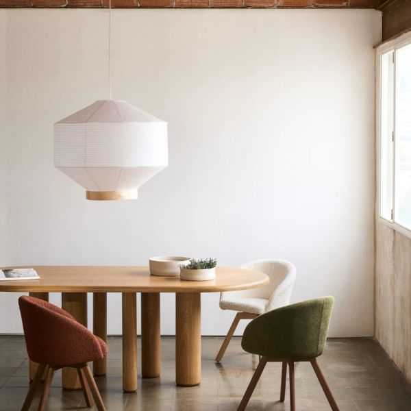 ABAT-JOUR POUR PLAFONNIER HILA 80 CM PAPIER BLANC PLACAGE EN BOIS NAT