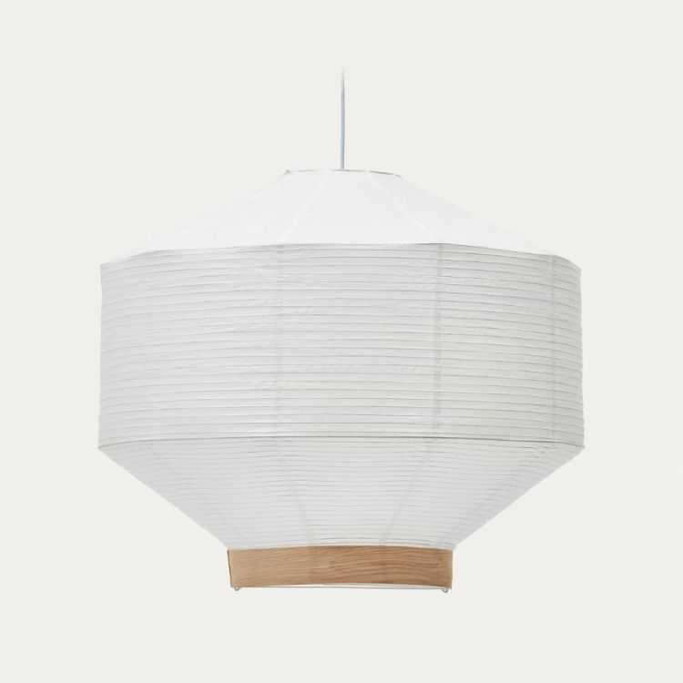 ABAT-JOUR POUR PLAFONNIER HILA 80 CM PAPIER BLANC PLACAGE EN BOIS NAT