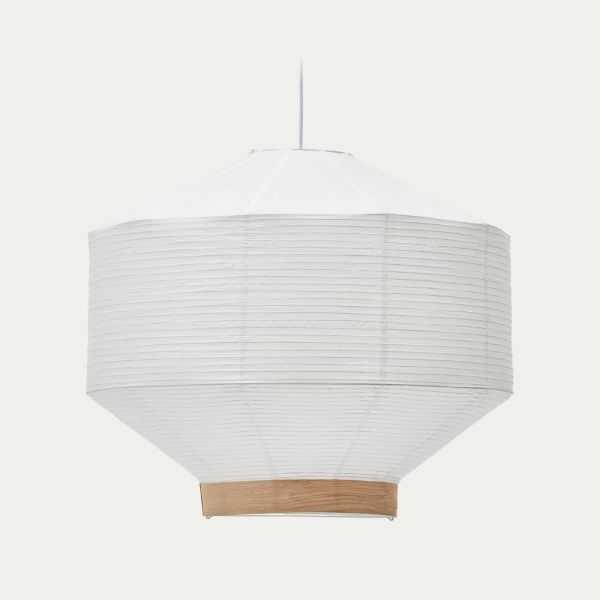 ABAT-JOUR POUR PLAFONNIER HILA 80 CM PAPIER BLANC PLACAGE EN BOIS NAT
