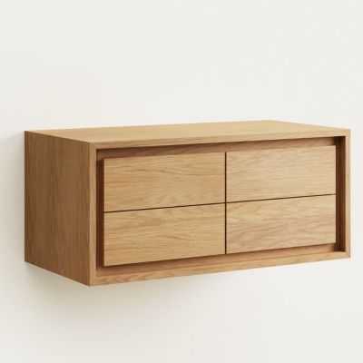 MEUBLE DE SALLE DE BAIN KENTA 90 X 45 CM TECK MASSIF NATUREL