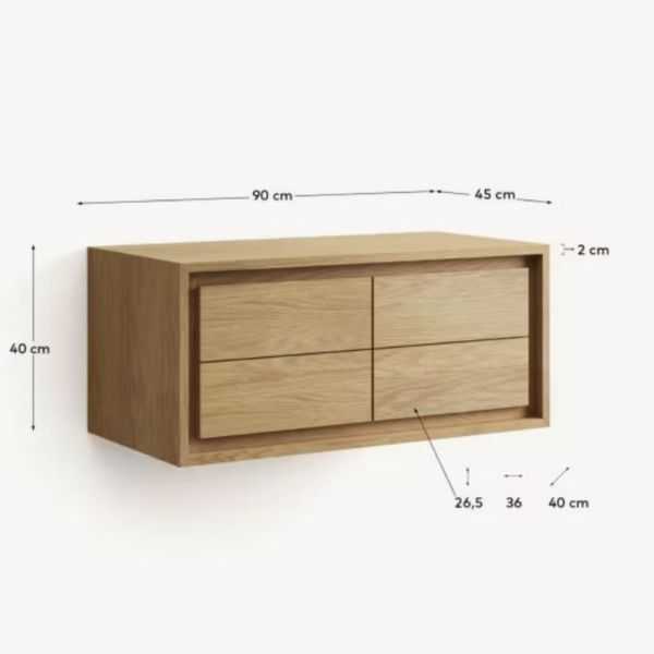 KENTA BATHROOM FURNITURE 90 X 45 CM NATURAL SOLID TEAK