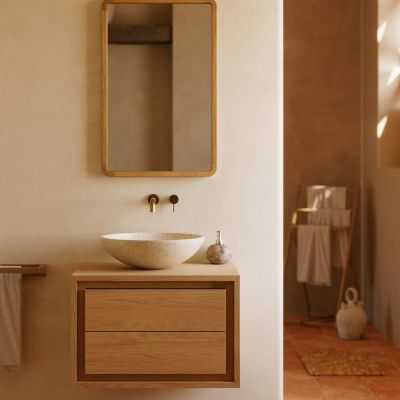 MEUBLE DE SALLE DE BAIN KENTA 60 X 45 CM TECK MASSIF 2