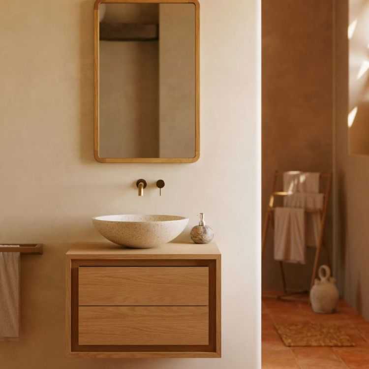 MEUBLE DE SALLE DE BAIN KENTA 60 X 45 CM TECK MASSIF