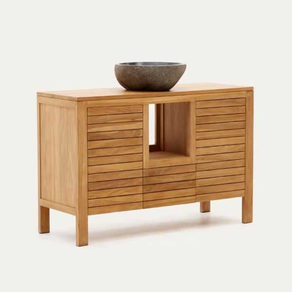 MEUBLE DE SALLE DE BAIN KENTA 120 X 45 CM TECK MASSIF NATUREL