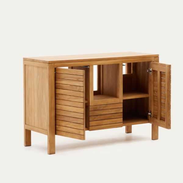 MEUBLE DE SALLE DE BAIN KENTA 120 X 45 CM TECK MASSIF NATUREL