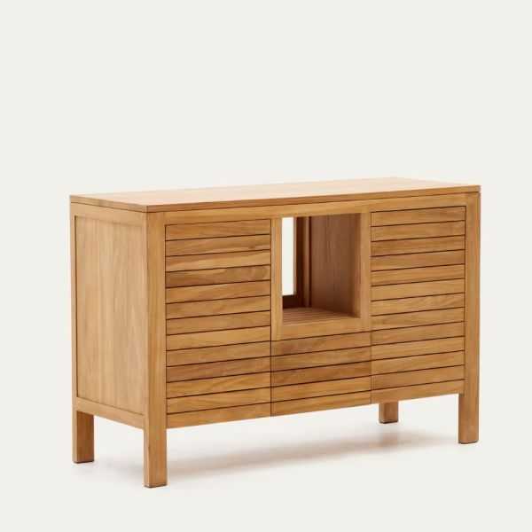 MEUBLE DE SALLE DE BAIN KENTA 120 X 45 CM TECK MASSIF NATUREL