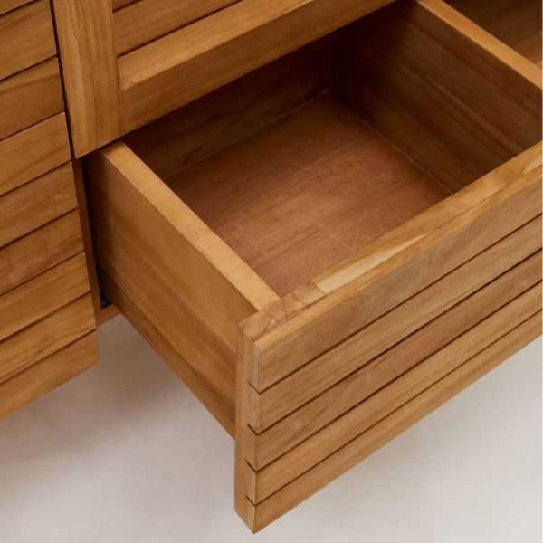 MEUBLE DE SALLE DE BAIN KENTA 120 X 45 CM TECK MASSIF NATUREL