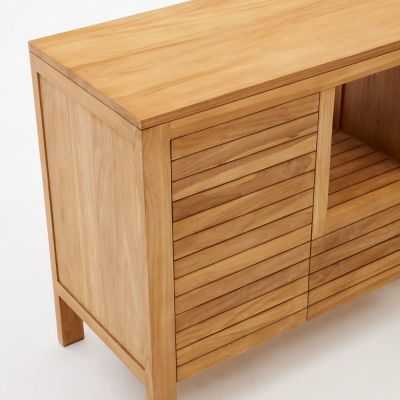 MEUBLE DE SALLE DE BAIN KENTA 120 X 45 CM TECK MASSIF NATUREL 2