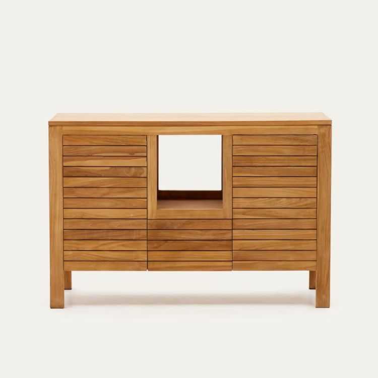 MEUBLE DE SALLE DE BAIN KENTA 120 X 45 CM TECK MASSIF NATUREL