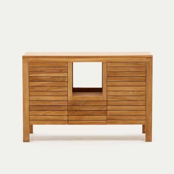 MEUBLE DE SALLE DE BAIN KENTA 120 X 45 CM TECK MASSIF NATUREL