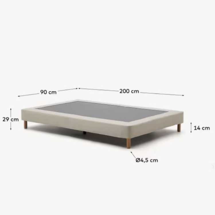 SOMMIER DEHOUSSABLE OFELIAAVCE PIEDS EN BOIS DE HETRE MASSIF BEIGE