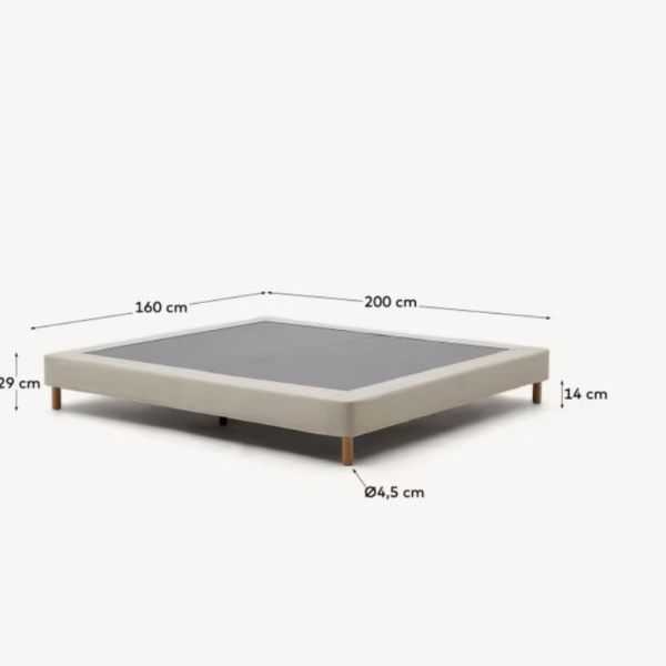 SOMMIER DEHOUSSABLE OFELIAAVCE PIEDS EN BOIS DE HETRE MASSIF BEIGE