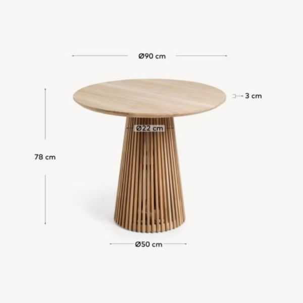 TABLE RONDE JEANETTE 90 CM EN TECK