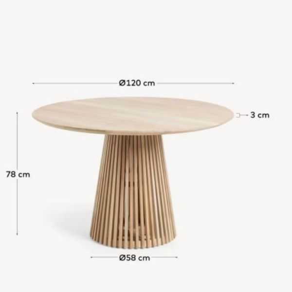 TABLE RONDE JEANETTE 120 CM EN BOIS MASSIF DE TECK