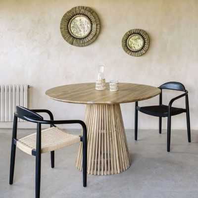 TABLE RONDE JEANETTE 120 CM EN BOIS MASSIF DE TECK 2