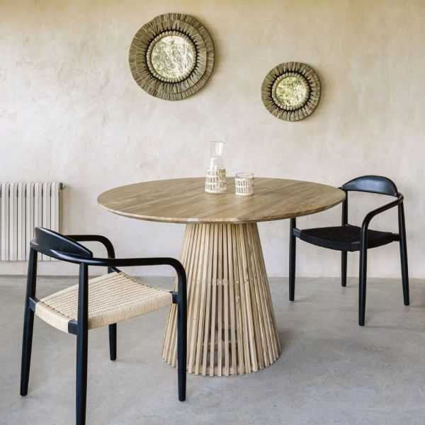 TABLE RONDE JEANETTE 120 CM EN BOIS MASSIF DE TECK