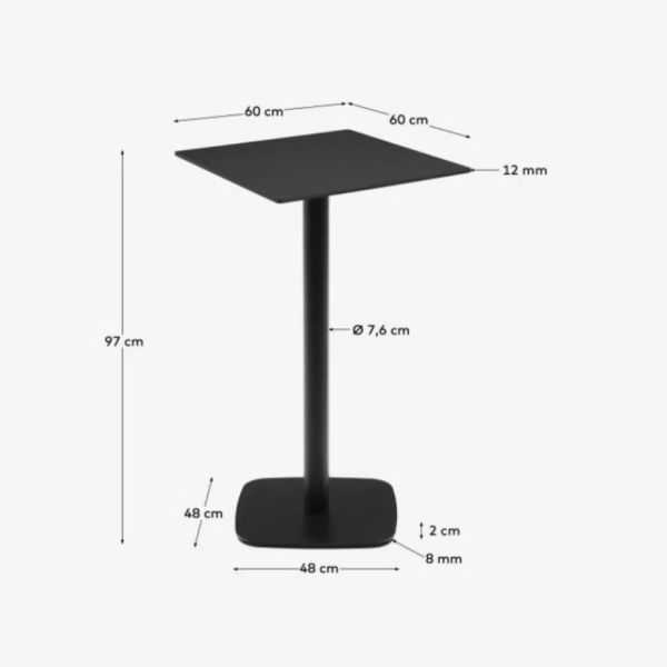 DINA OUTDOOR HIGH TABLE 60 CM SQUARE BLACK LEG