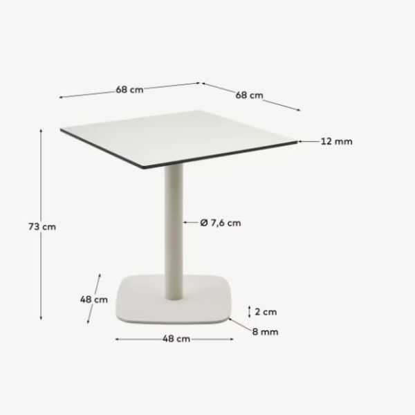 DINA OUTDOOR TABLE 68 CM SQUARE WHITE FOOT