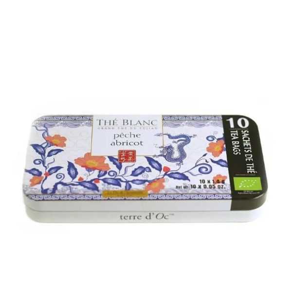 CHÁ BRANCO ORGÂNICO PÊSSEGO ALPERCE 10 SACOS