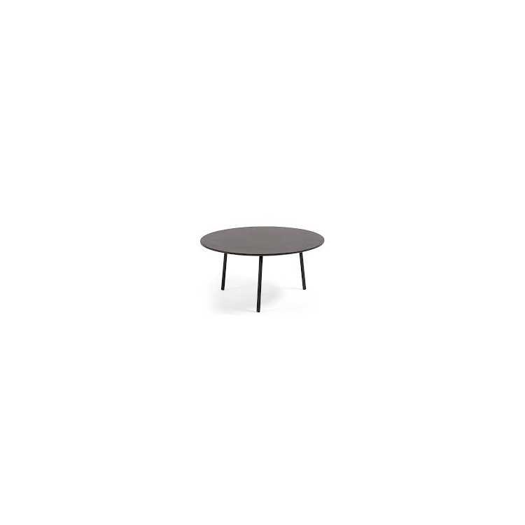 TABLE BASSE MATHIS FIBROCIMENT AVEC PIEDS EN ACIER FINITION NOIRE DIA