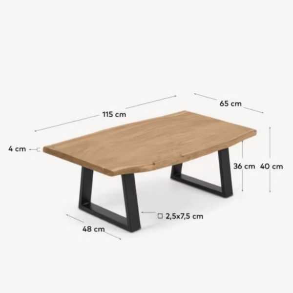 TABLE BASSE ALAIA EN BOIS MASSIF D ACACIA FINITION NATURELLE 115 X 65
