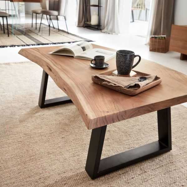 TABLE BASSE ALAIA EN BOIS MASSIF D ACACIA FINITION NATURELLE 115 X 65