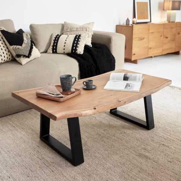 TABLE BASSE ALAIA EN BOIS MASSIF D ACACIA FINITION NATURELLE 115 X 65