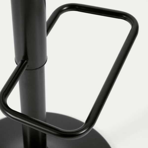 TABOURET ORLANDO - T EN POLYURETHANE NOIR ET ACIER NOIR MAT 60-82 CM