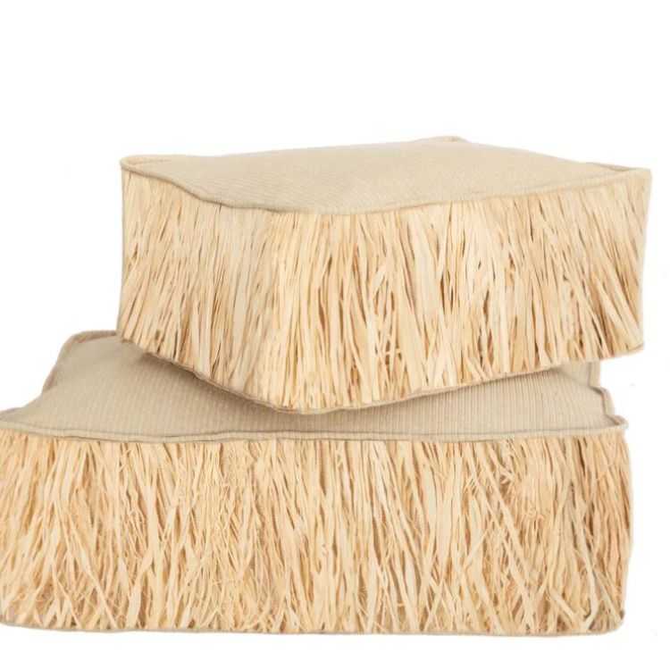 FRINGED RAFFIA EFFECT FLOOR CUSHION M