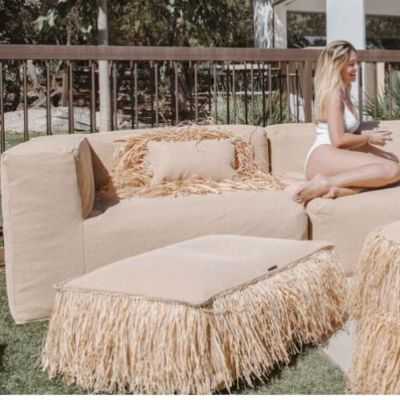 FRINGED RAFFIA EFFECT FLOOR CUSHION M 2