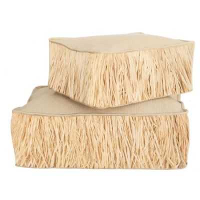 FRINGED RAFFIA EFFECT OUTDOOR FLOOR CUSHION 2