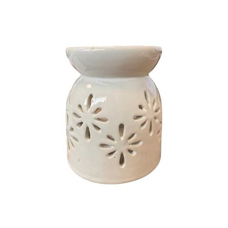 8.5 CM OPENWORK CERAMIC OIL BURNER WHITE