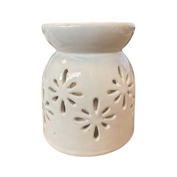8.5 CM OPENWORK CERAMIC OIL BURNER WHITE