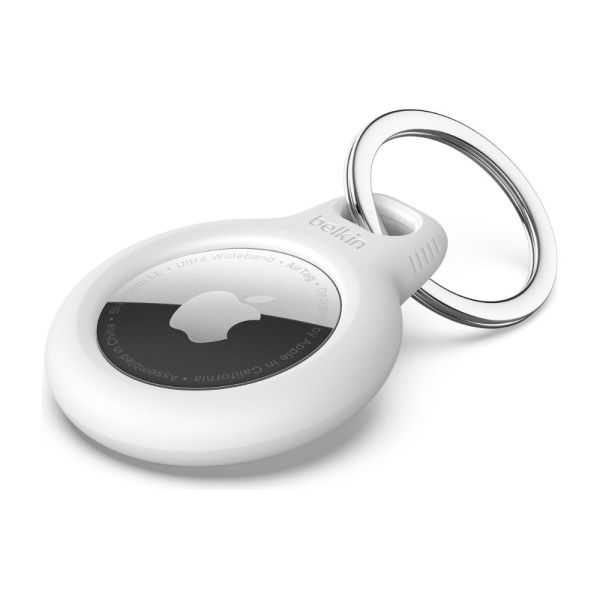 ANNEAU DE PROTECTION AVEC PORTE-CLES EN METAL POUR AIRTAG BLANC