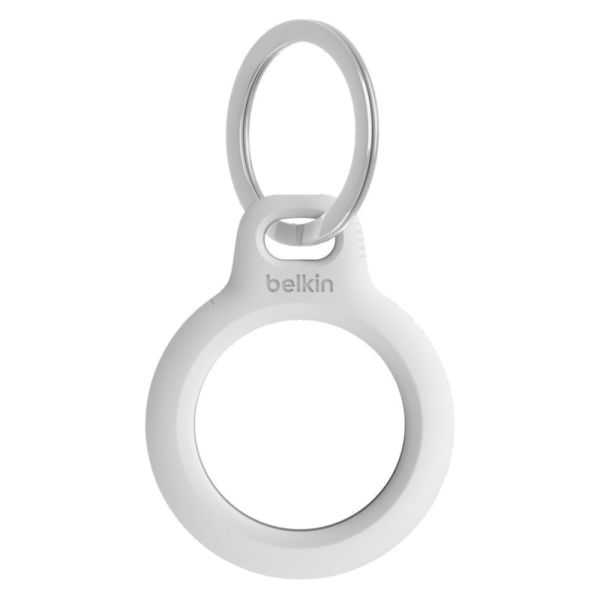 ANNEAU DE PROTECTION AVEC PORTE-CLES EN METAL POUR AIRTAG BLANC