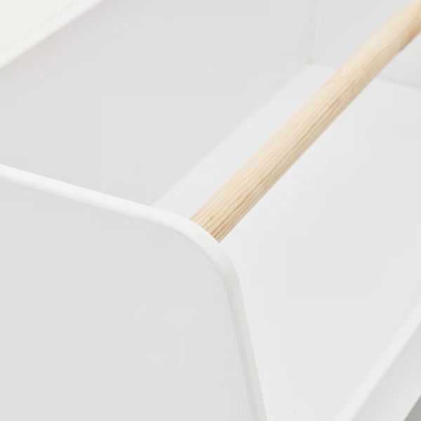 BIBLIOTHEQUE SERWA MDF BLANCPIEDS ET BARRE BOIS PIN
