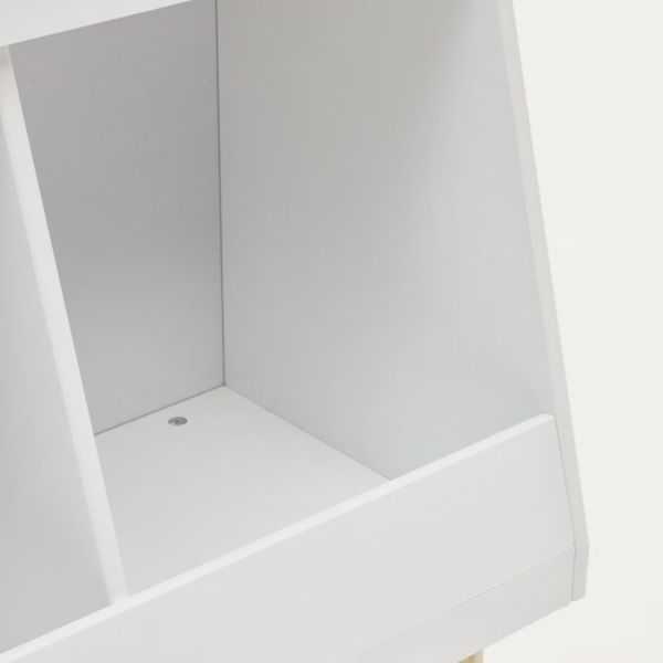 BIBLIOTHEQUE SERWA MDF BLANCPIEDS ET BARRE BOIS PIN