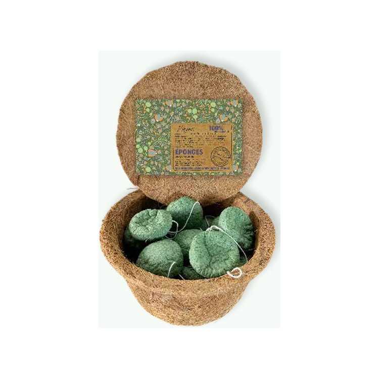 EPONGE KONJAC INFUSE AU THE VERT EN PANIER COCO