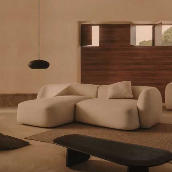 CANAPE 2PL MARTINAANGLE GAUCHE 230 CM ECRU - 2 COLIS