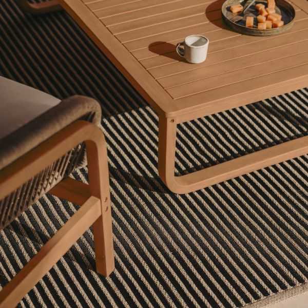 ENSEMBLE VELLANA CANAPE 3 PL +2 FAUTEUILS + TABLE BASSE ACACIA