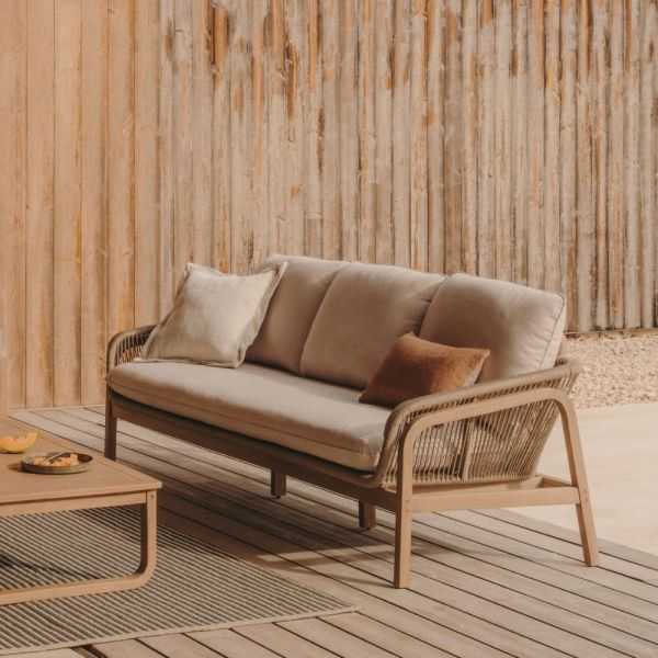 ENSEMBLE VELLANA CANAPE 3 PL +2 FAUTEUILS + TABLE BASSE ACACIA