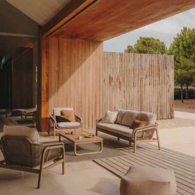 ENSEMBLE VELLANA CANAPE 3 PL +2 FAUTEUILS + TABLE BASSE ACACIA 2