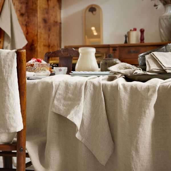 NAPPE RECTANGLE SOLINE 170 X 250 CM LIN LAVE SABLE