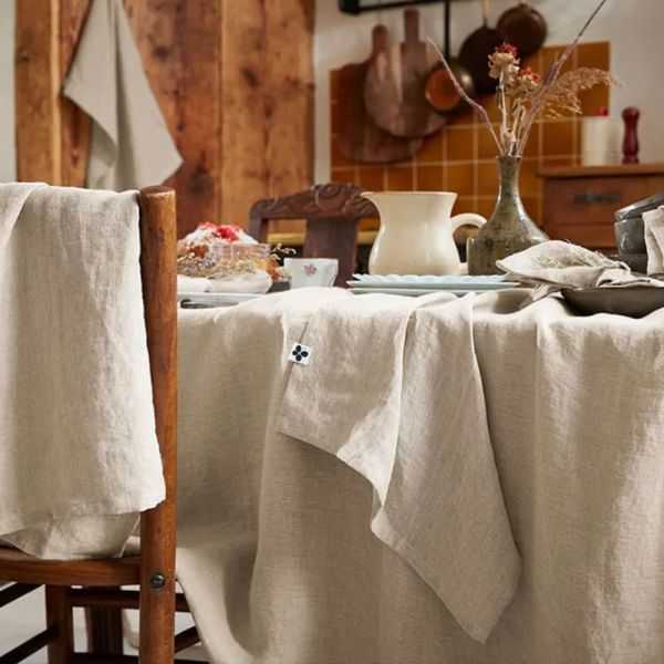 NAPPE RECTANGLE SOLINE 170 X 350 CM LIN LAVE SABLE