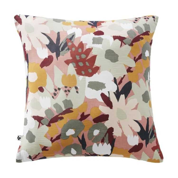 TAIE D'OREILLER LEANE 60 X 60 CM GAZE DE COTON IMPRIME