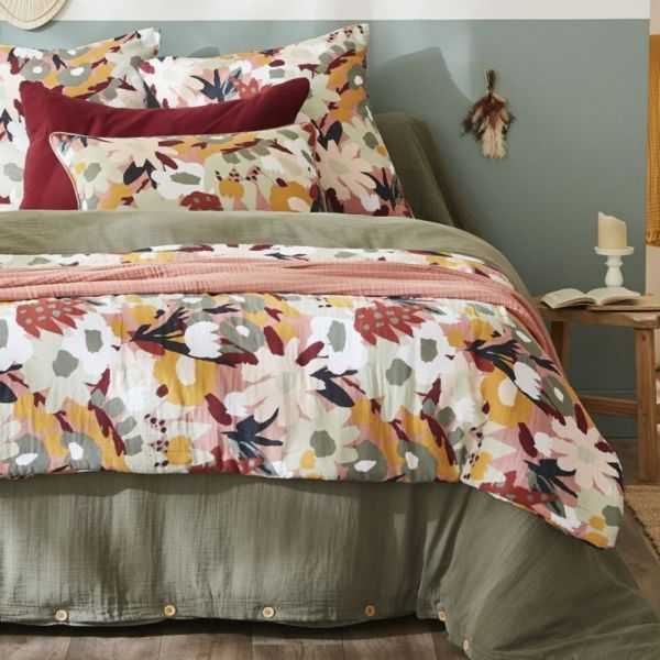 TAIE D'OREILLER LEANE 70 X 50 CM GAZE DE COTON IMPRIME