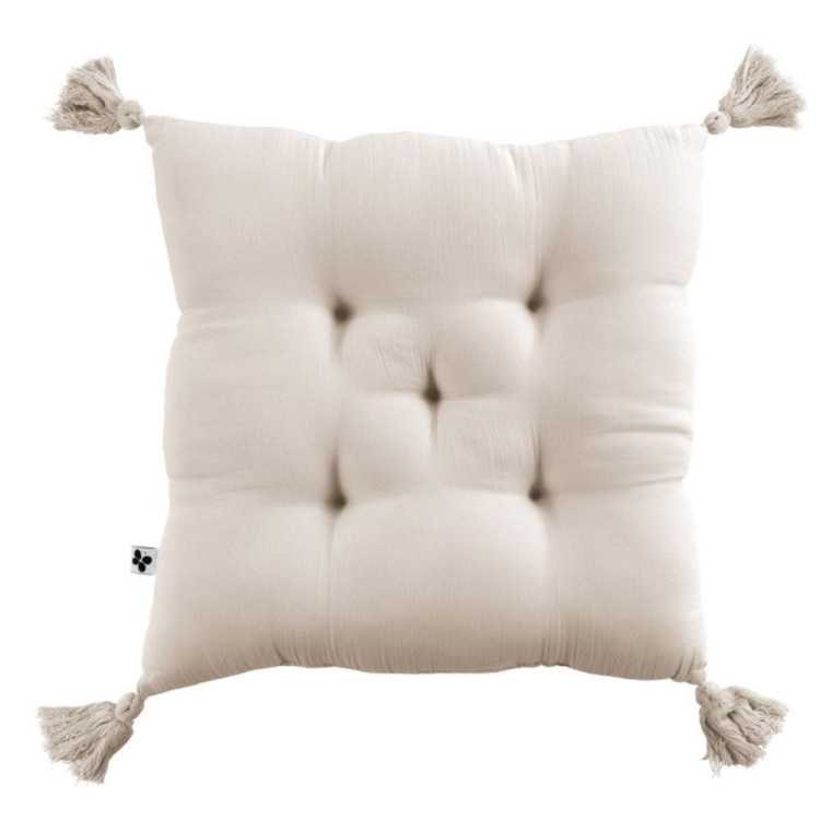 COUSSIN CAPITONNE 5 POINTS GAIA AVEC POMPONS 40 X 40 CM